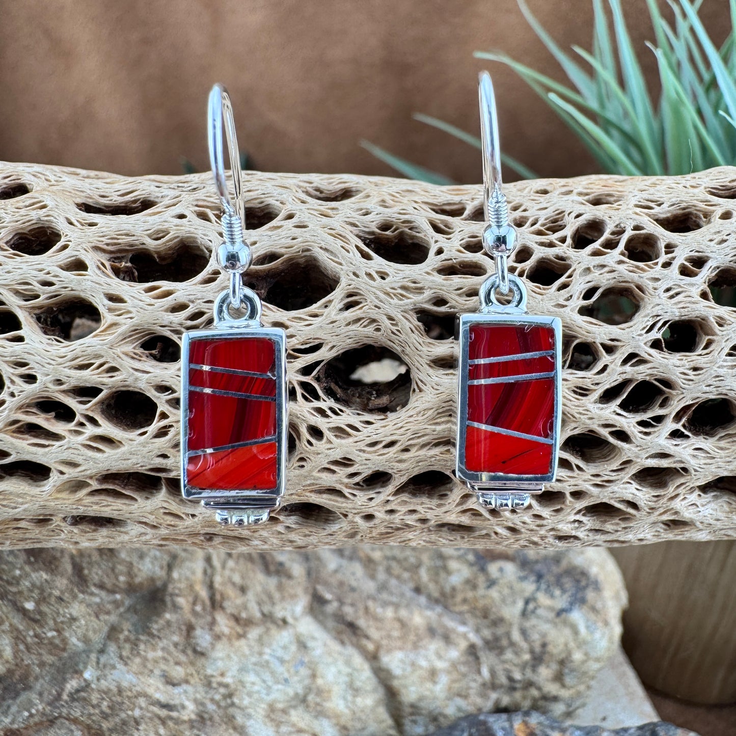 David Rosales Rosarita Inlaid Sterling Silver Earrings
