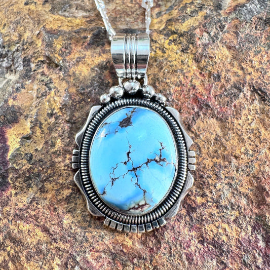 Golden Hill Turquoise Sterling Silver Pendant Necklace by Will Denetdale