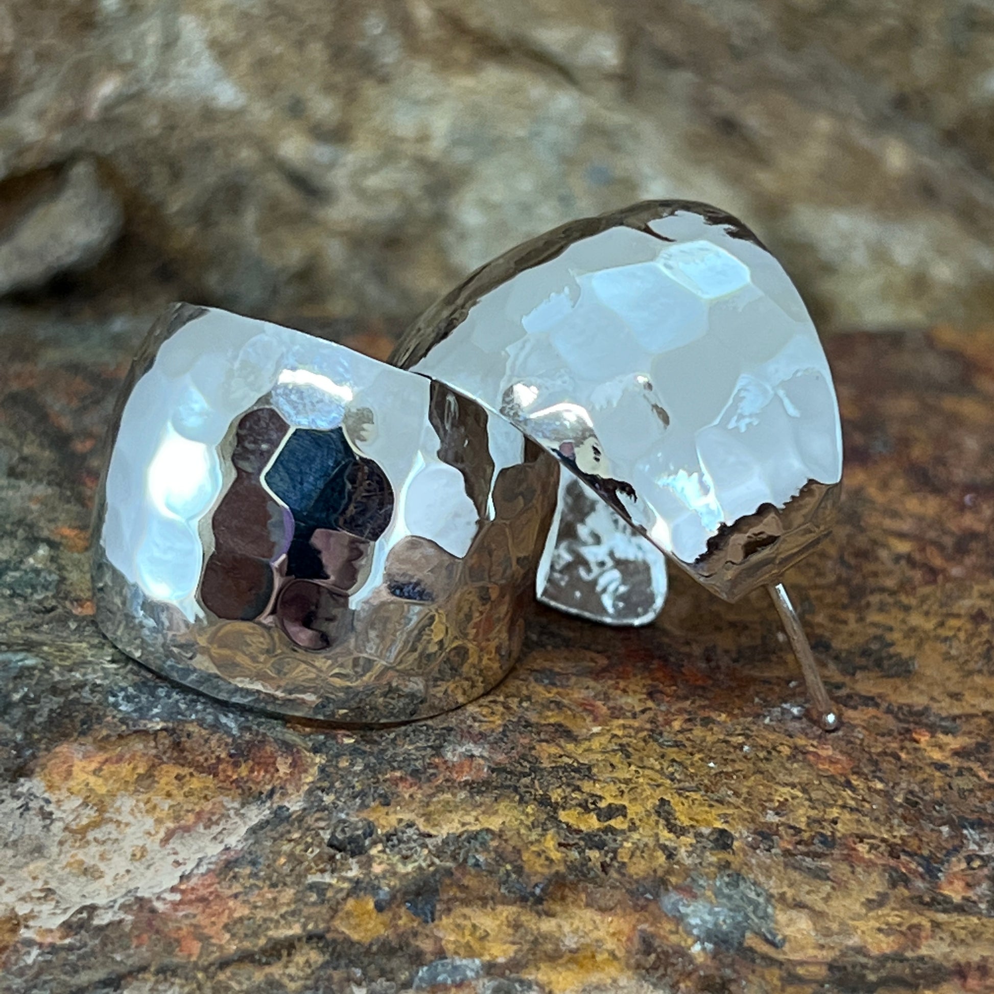 Traditional Sterling Silver Earrings Hoops by Juanita Nez