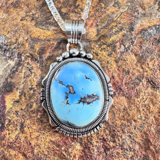 Golden Hill Turquoise Sterling Silver Pendant Necklace by Will Denetdale