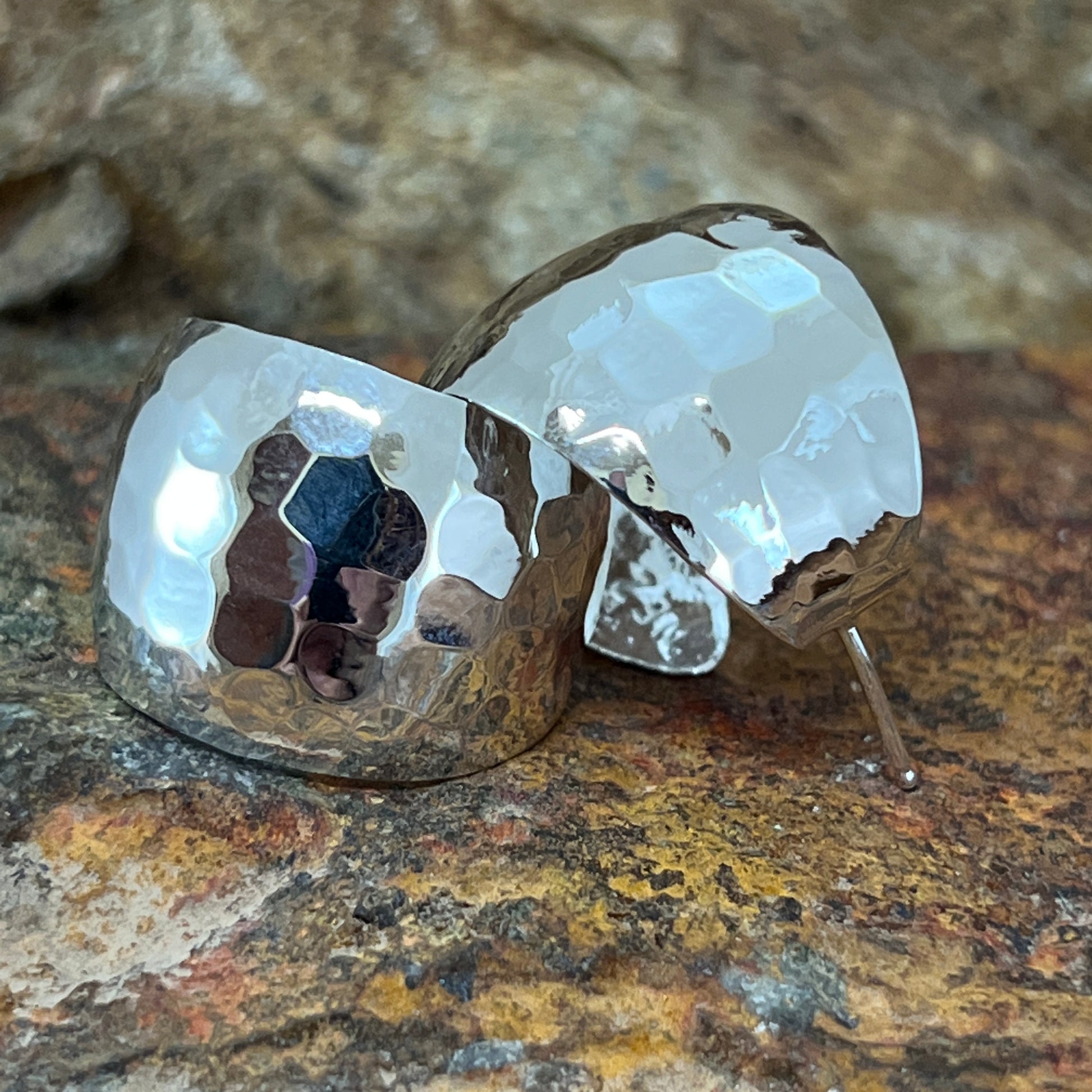 Traditional Sterling Silver Earrings Hoops by Juanita Nez