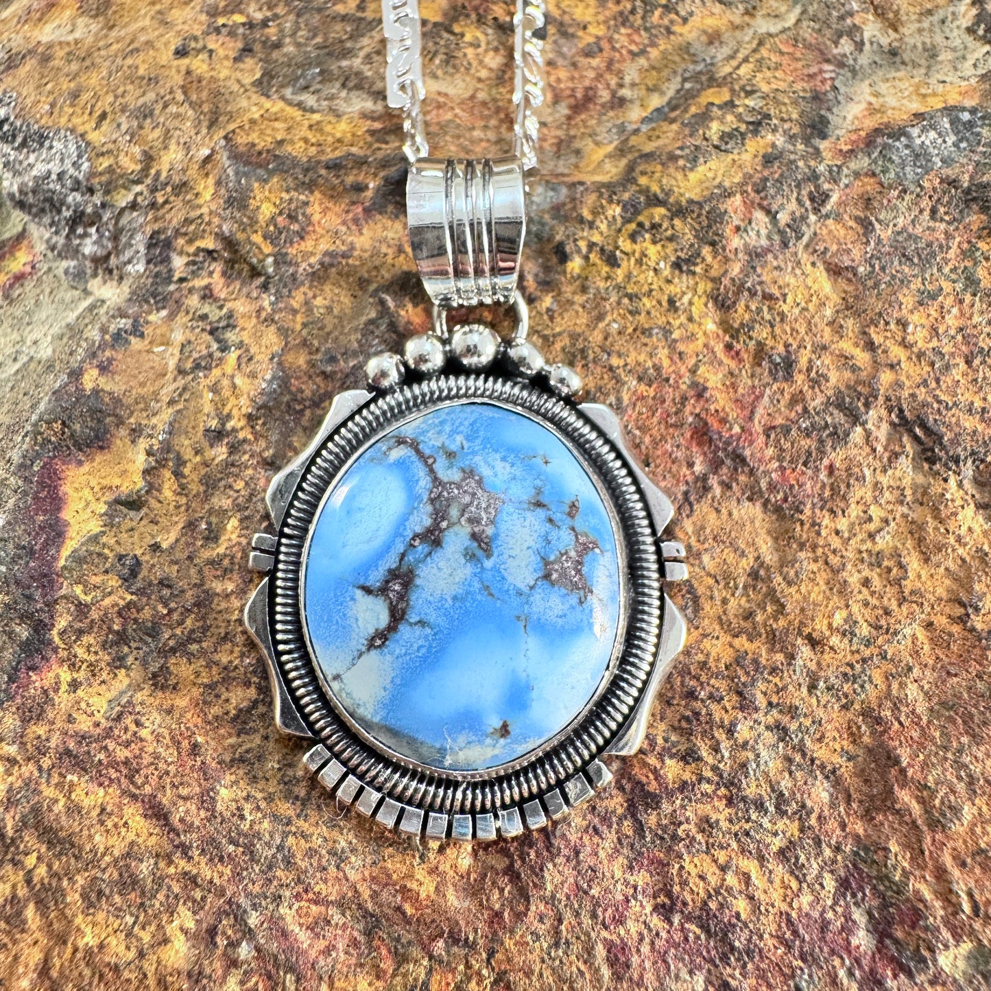 Golden Hill Turquoise Sterling Silver Pendant Necklace by Will Denetdale