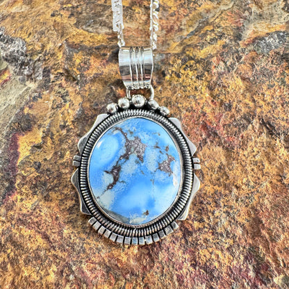 Golden Hill Turquoise Sterling Silver Pendant Necklace by Will Denetdale