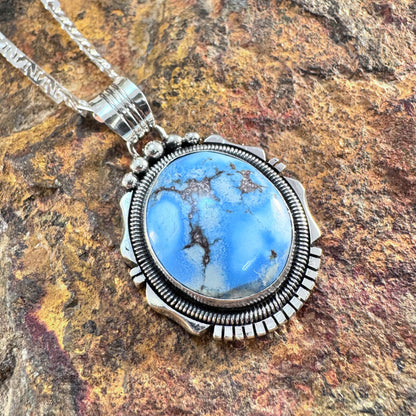 Golden Hill Turquoise Sterling Silver Pendant Necklace by Will Denetdale