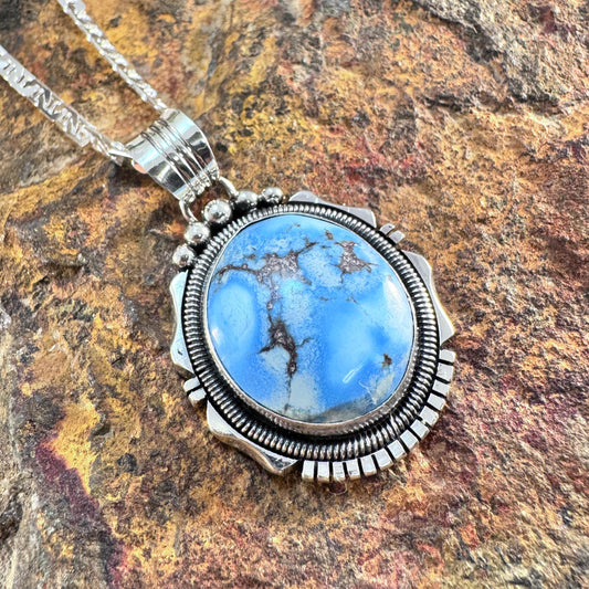 Golden Hill Turquoise Sterling Silver Pendant Necklace by Will Denetdale
