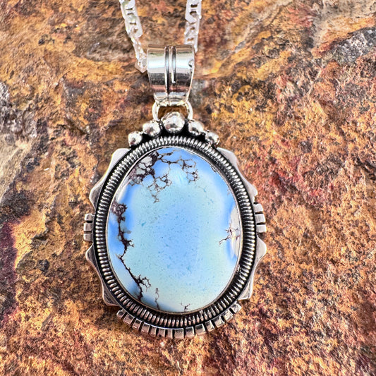 Golden Hill Turquoise Sterling Silver Pendant Necklace by Will Denetdale