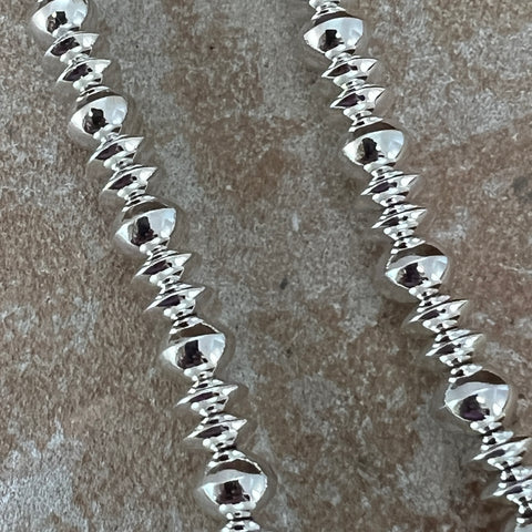 17" Single Strand Sterling Silver Navajo Pearls Beaded Necklace by Artie Yellowhorse