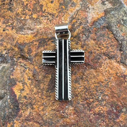 Sterling Silver Parallel Channel Cross Pendant by Navajo Artist