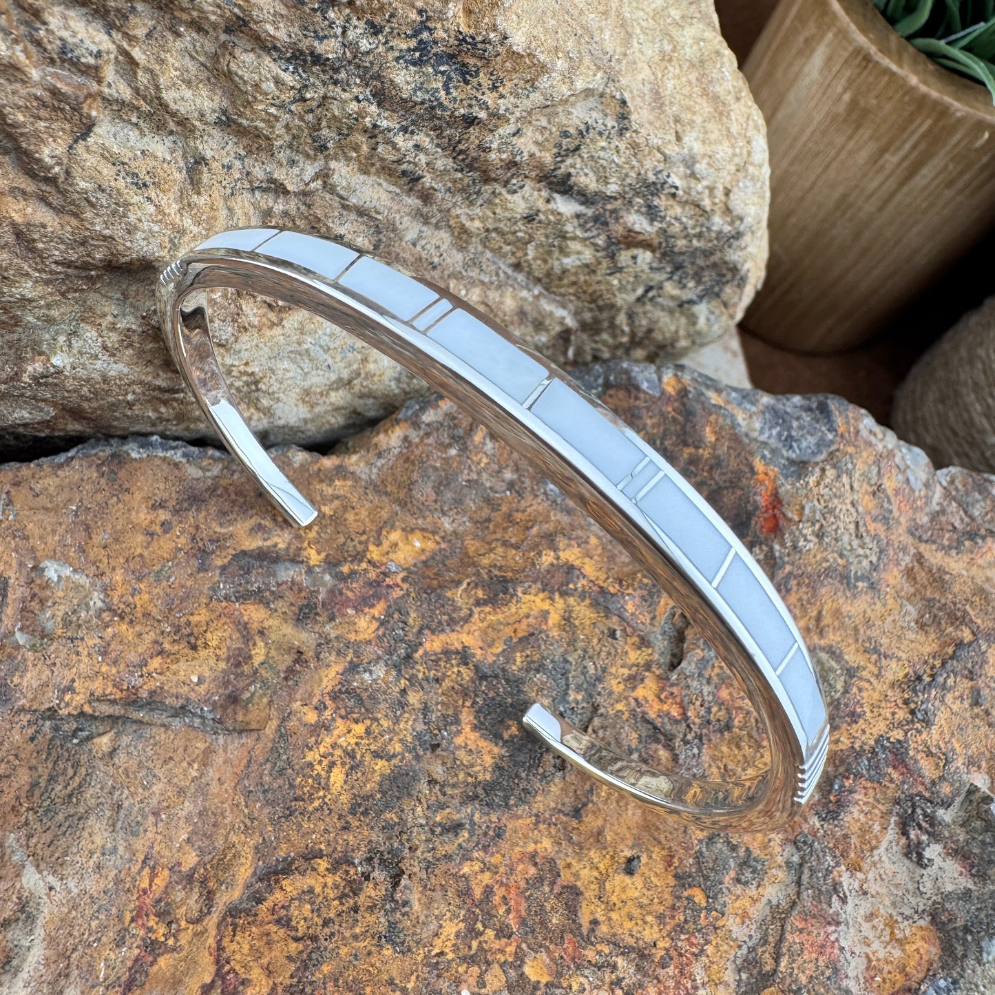 David Rosales Pristine Inlaid Sterling Silver Bracelet