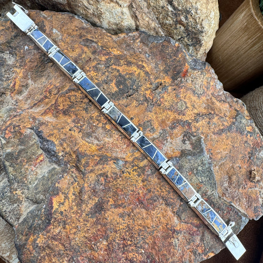 David Rosales Pietersite Inlaid Sterling Silver Link Bracelet