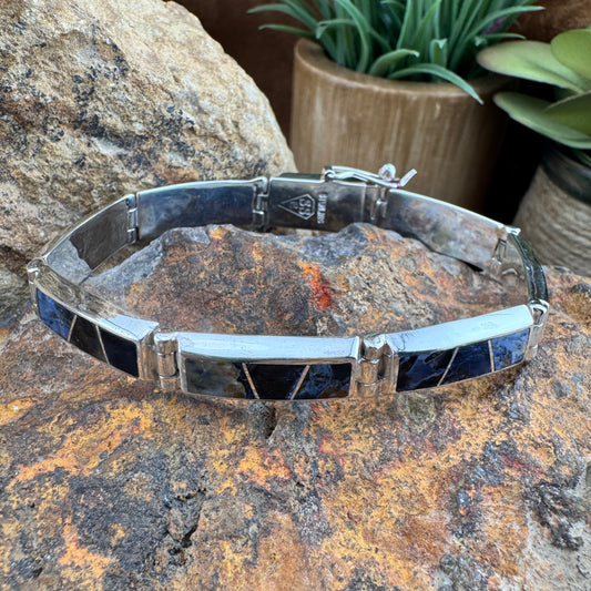 David Rosales Pietersite Inlaid Sterling Silver Link Bracelet