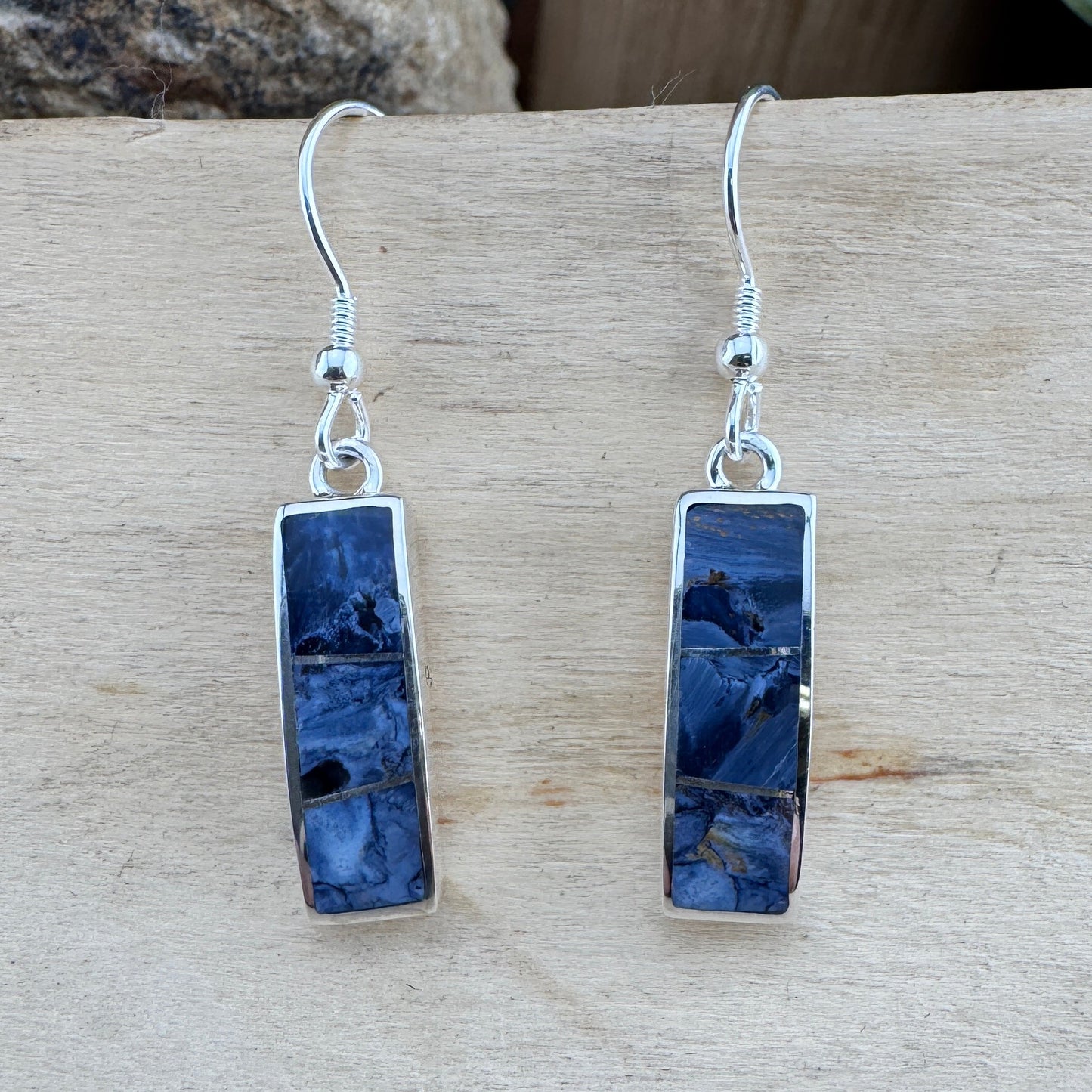 David Rosales Pietersite Inlaid Sterling Silver Earrings
