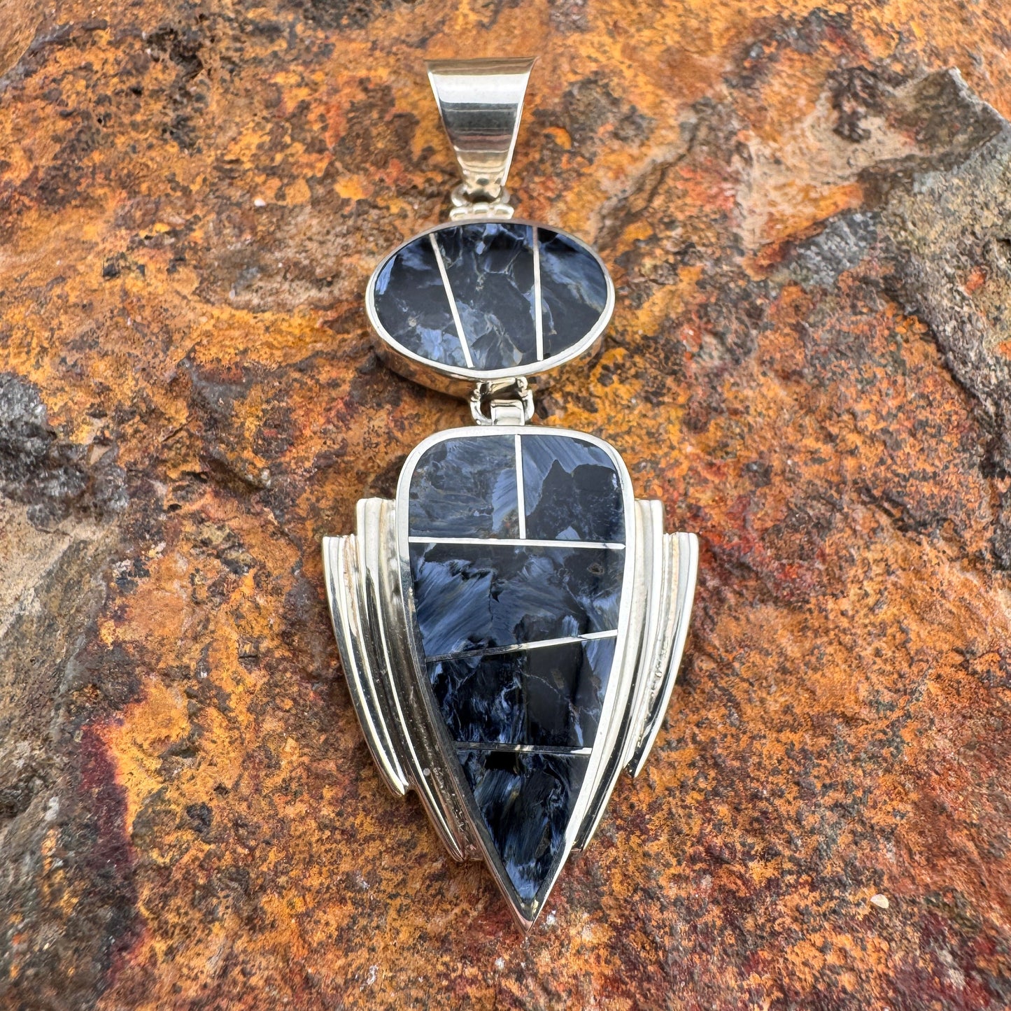 David Rosales Pietersite Inlaid Sterling Silver Pendant