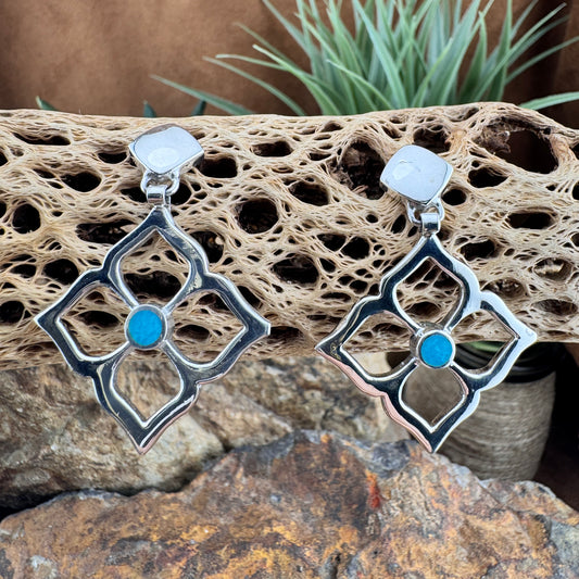 David Rosales Arizona Blue Inlaid Sterling Silver Earrings