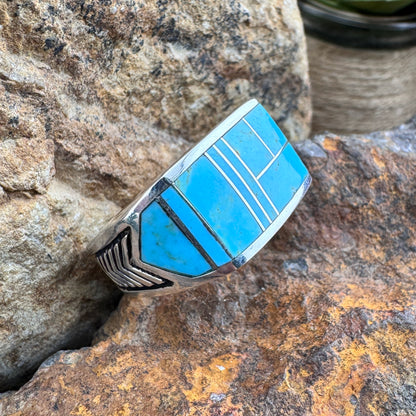 David Rosales Arizona Blue Inlaid Sterling Silver Ring