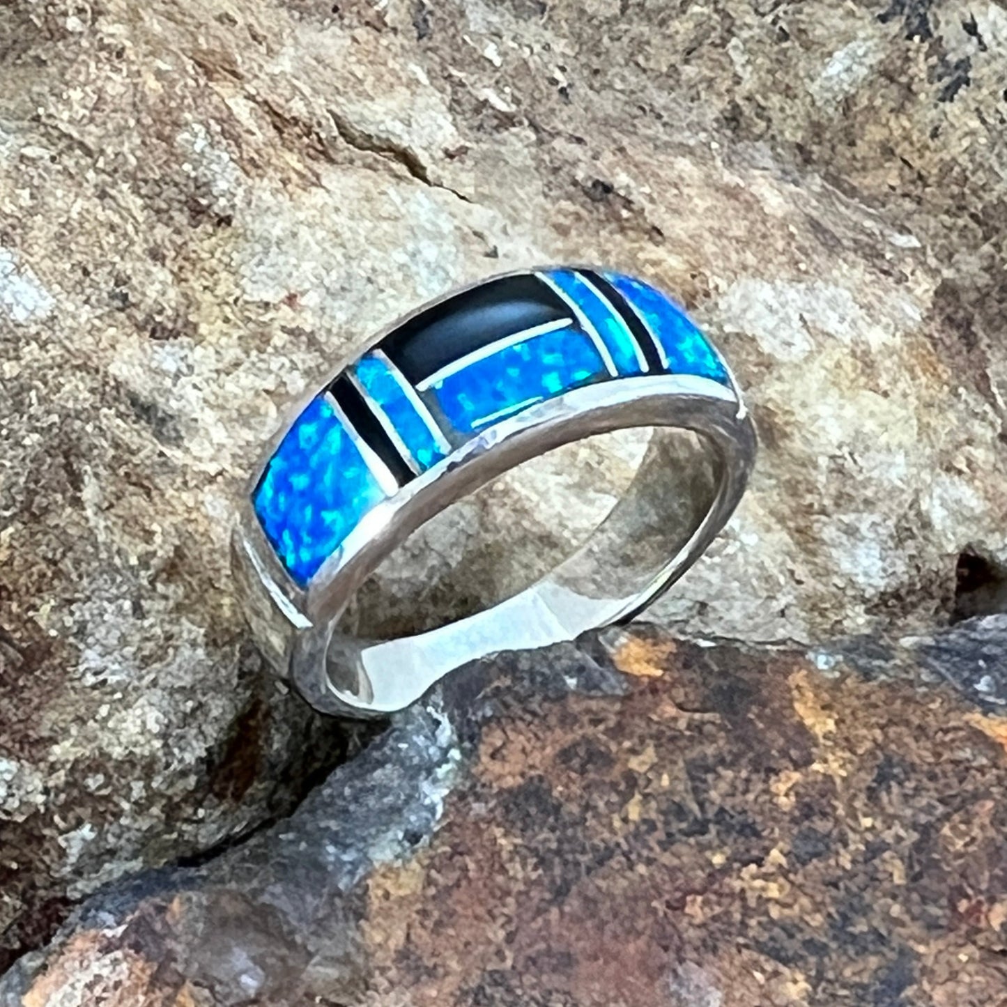 David Rosales Black Beauty Inlaid Sterling Silver Ring