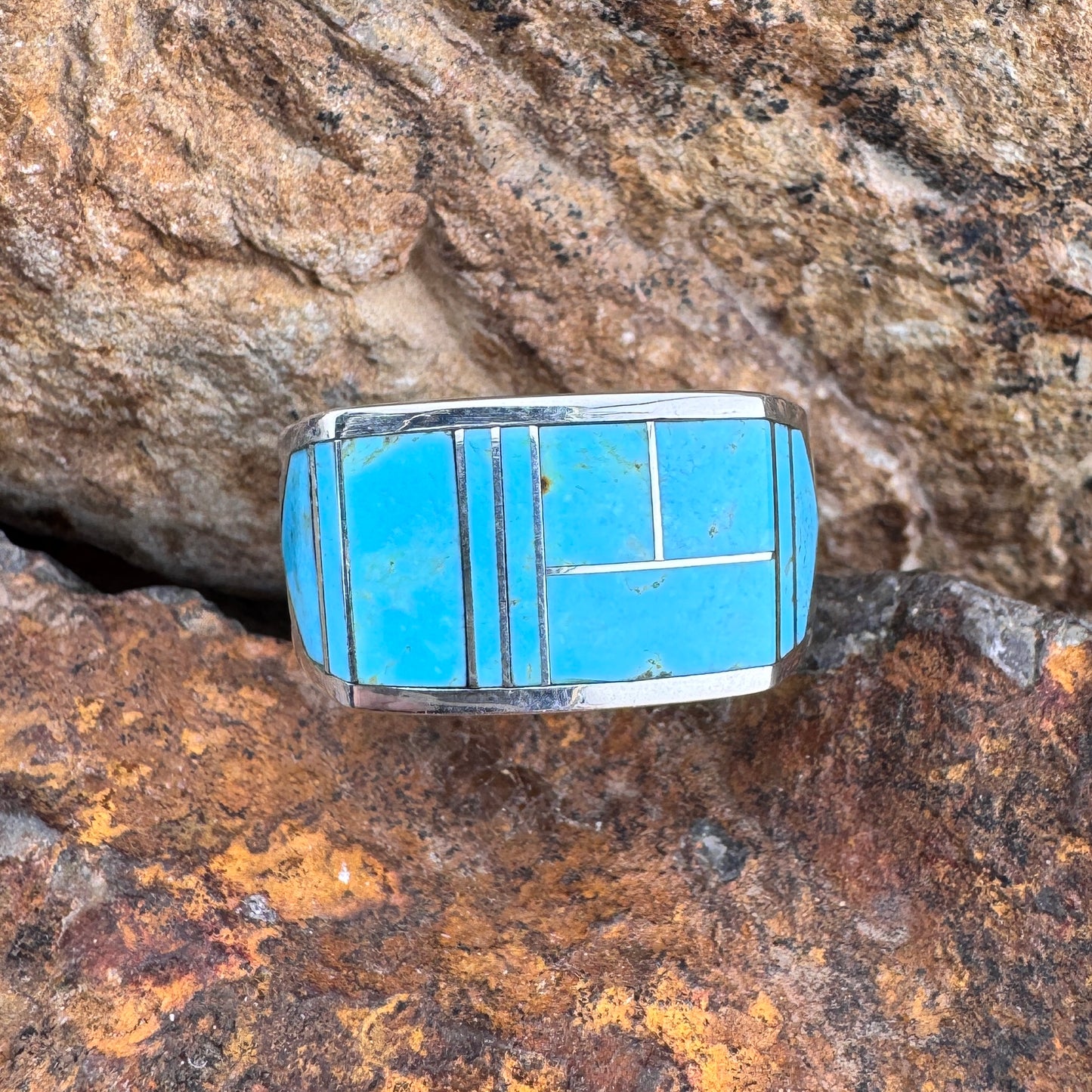 David Rosales Arizona Blue Inlaid Sterling Silver Ring