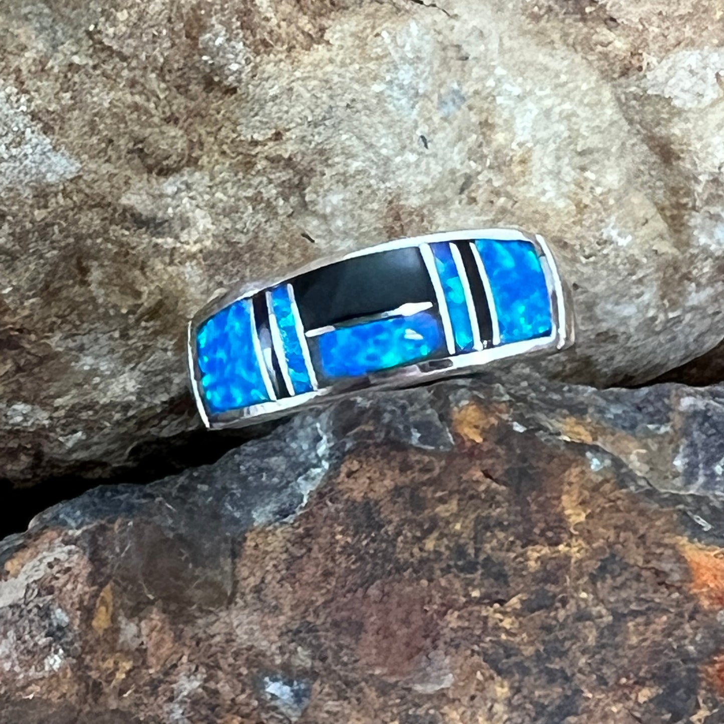David Rosales Black Beauty Inlaid Sterling Silver Ring