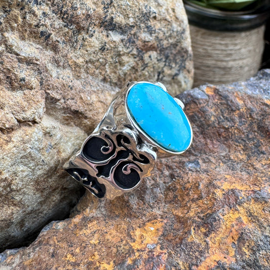 Sterling Silver Country Arizona Blue Ring by David Rosales
