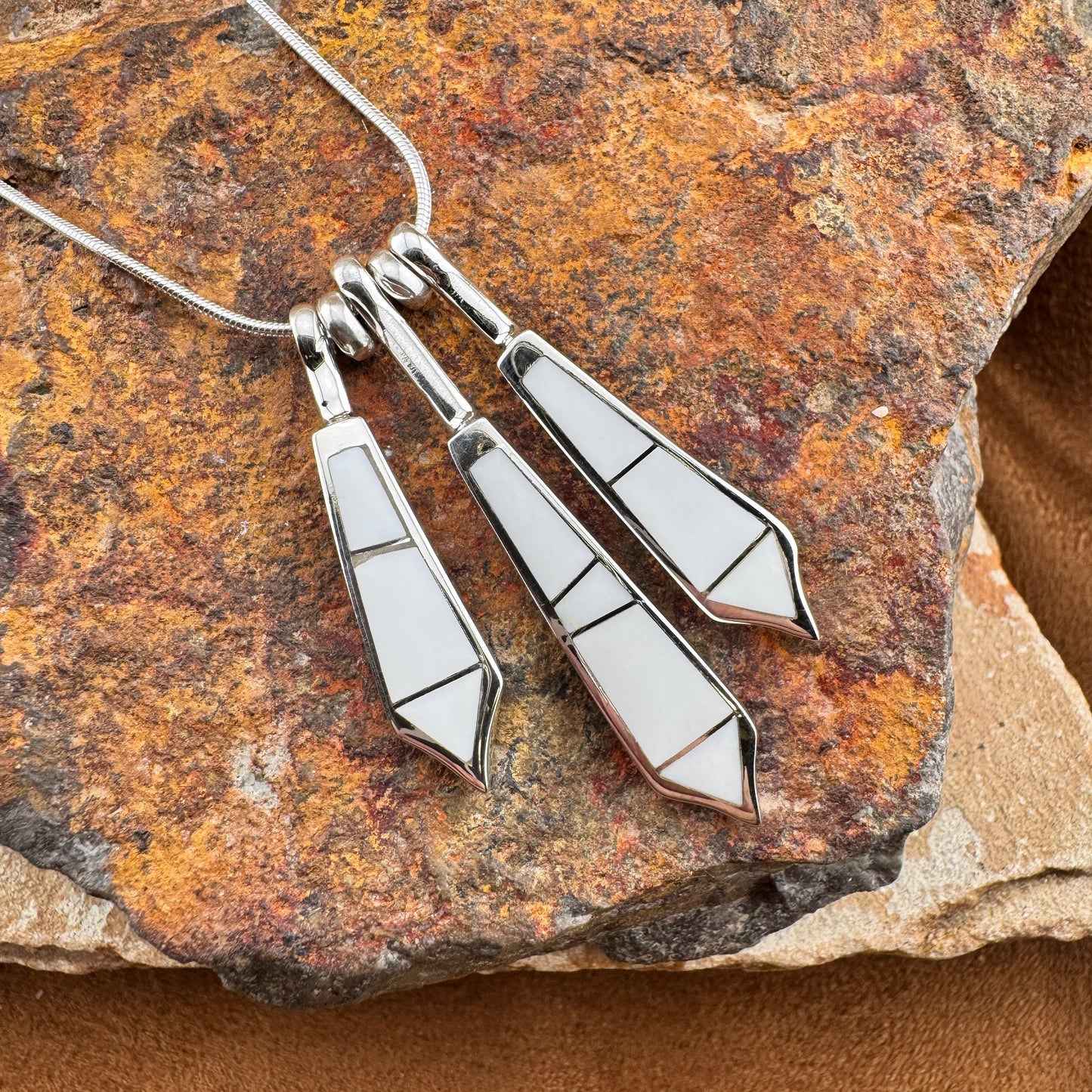 David Rosales Pristine Inlaid Sterling Silver Necklace