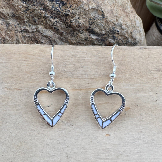 David Rosales Pristine Inlaid Sterling Silver Earrings Hearts