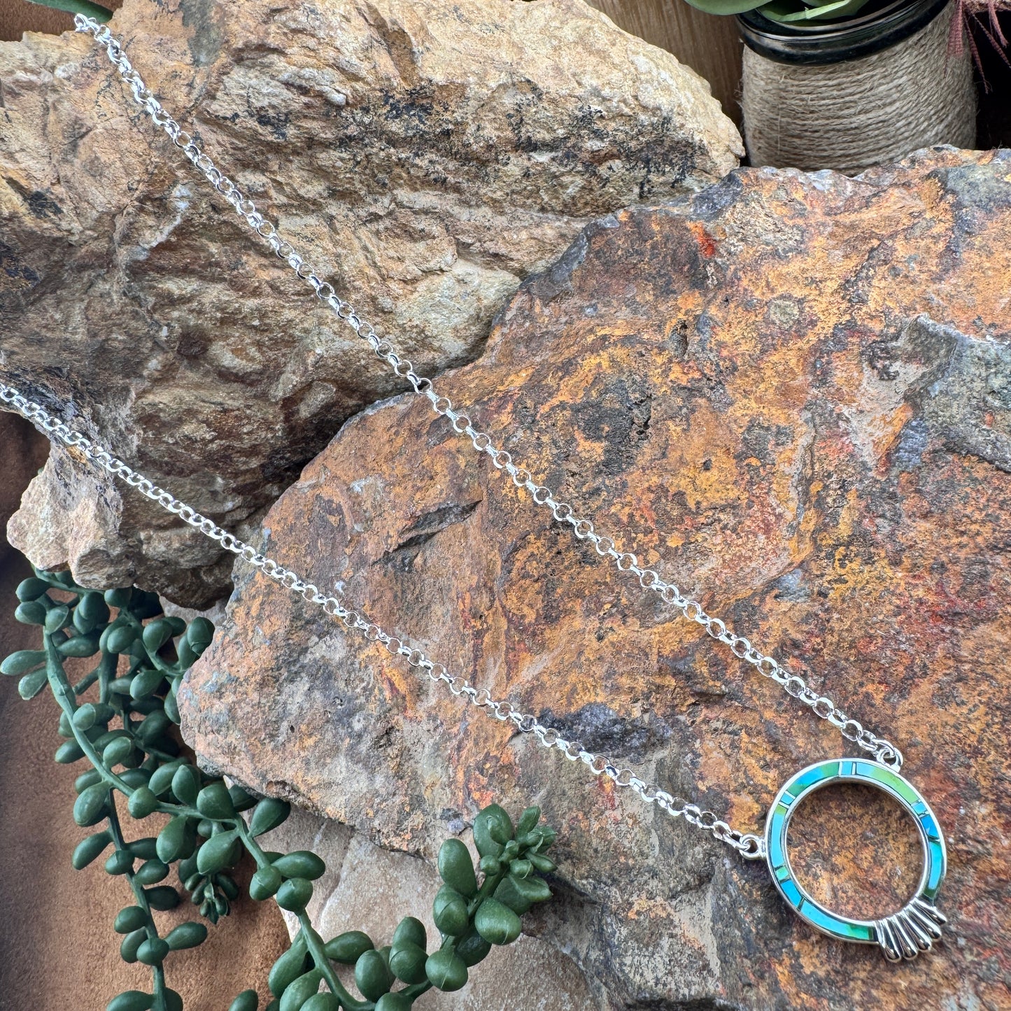 David Rosales Sonoran Gold Inlaid Sterling Silver Necklace