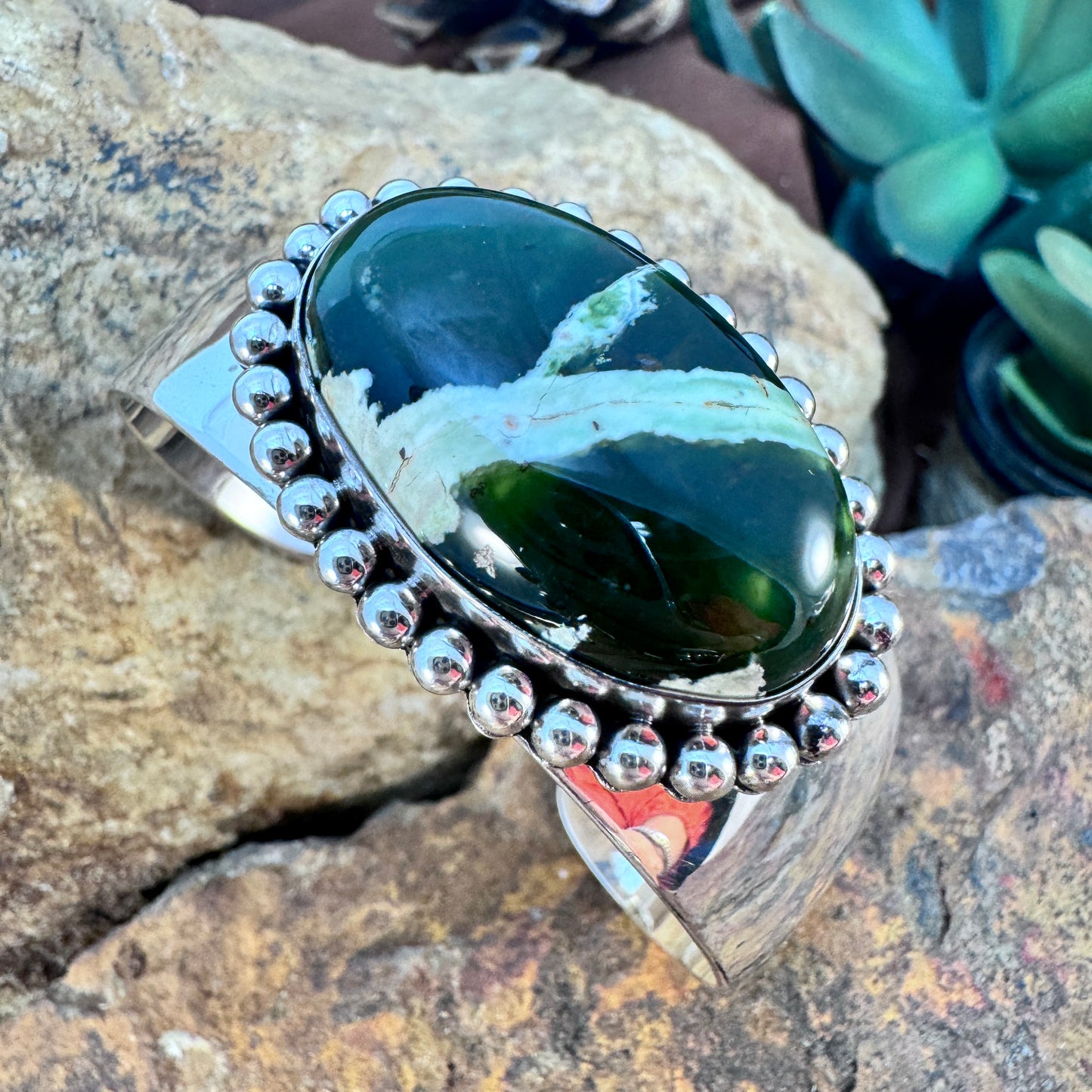 Chrome Chalcedony Cuff Bracelet by Artie Yellowhorse