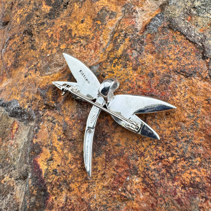 David Rosales Sonoran Gold Inlaid Sterling Silver Pendant / Pin Dragonfly