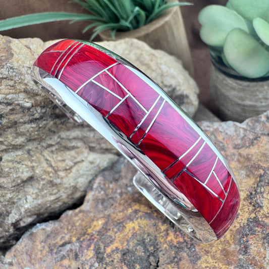 David Rosales Rosarita Inlaid Sterling Silver Bracelet
