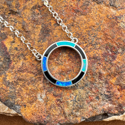 David Rosales Black Beauty Inlaid Sterling Silver Necklace