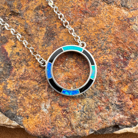 David Rosales Black Beauty Inlaid Sterling Silver Necklace