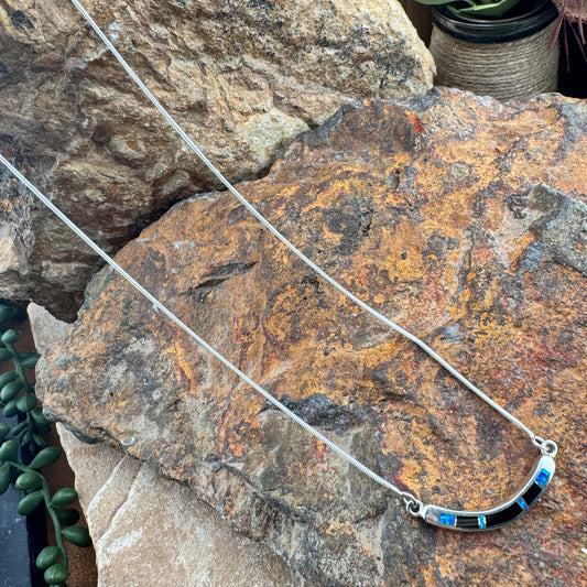 David Rosales Black Beauty Inlaid Sterling Silver Necklace