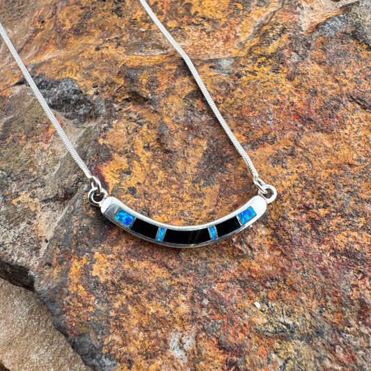 David Rosales Black Beauty Inlaid Sterling Silver Necklace