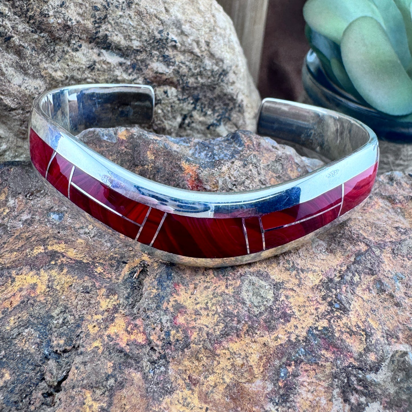 David Rosales Rosarita Inlaid Sterling Silver Bracelet