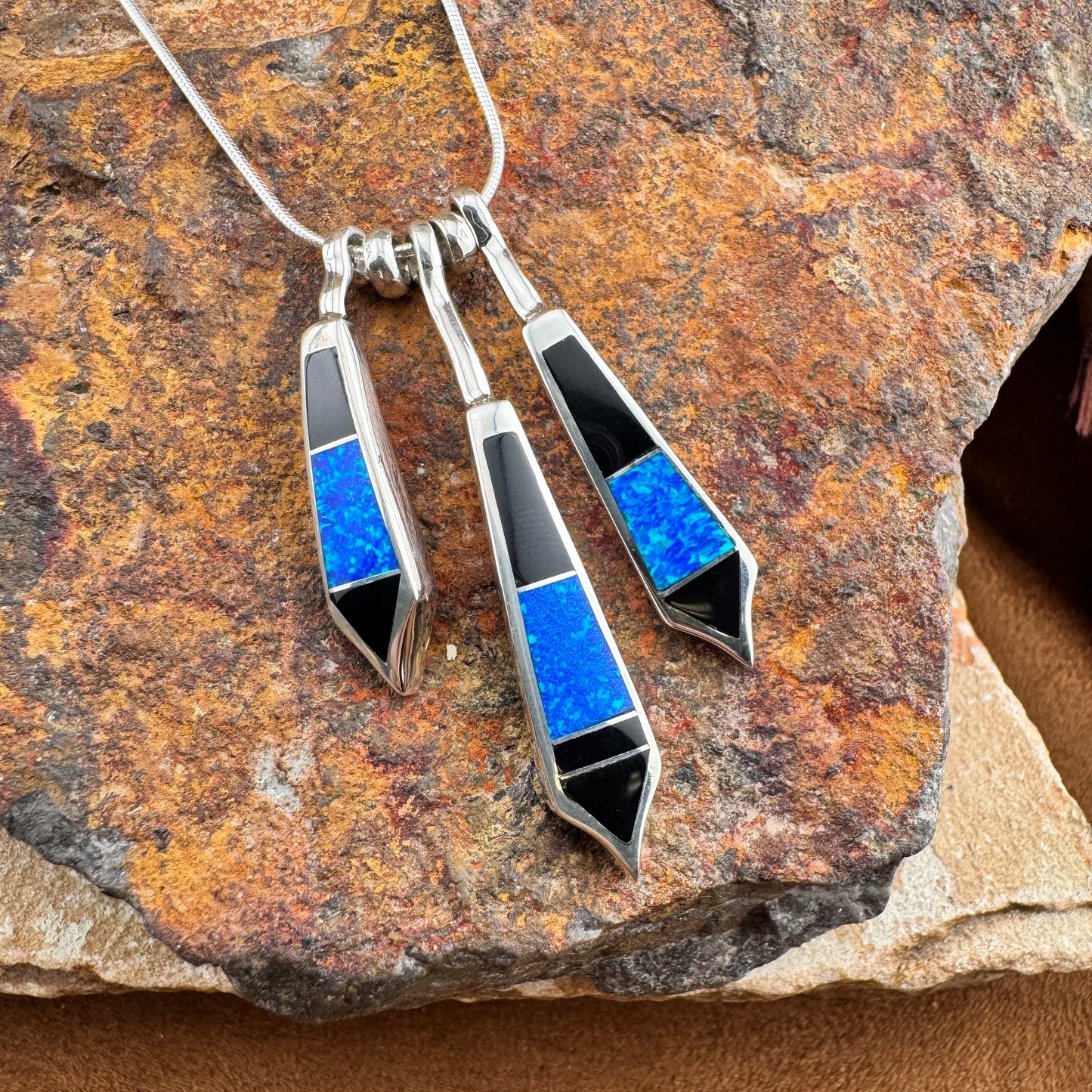 David Rosales Black Beauty Inlaid Sterling Silver Necklace