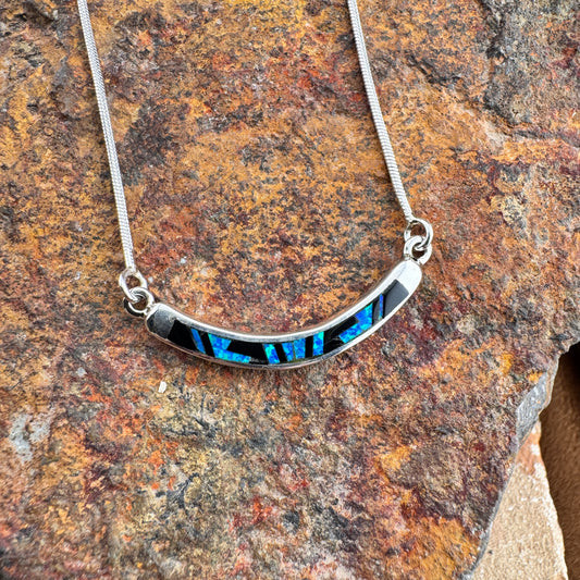 David Rosales Black Beauty Inlaid Sterling Silver Necklace