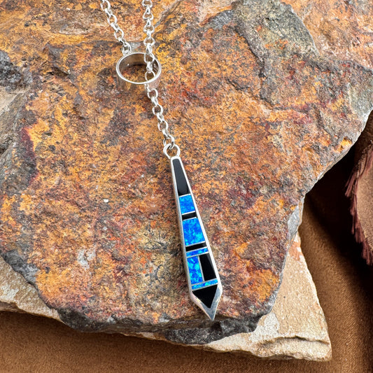 David Rosales Black Beauty Inlaid Sterling Silver Necklace - Adjustable