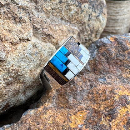 David Rosales Iron Spirit Inlaid Sterling Silver Ring
