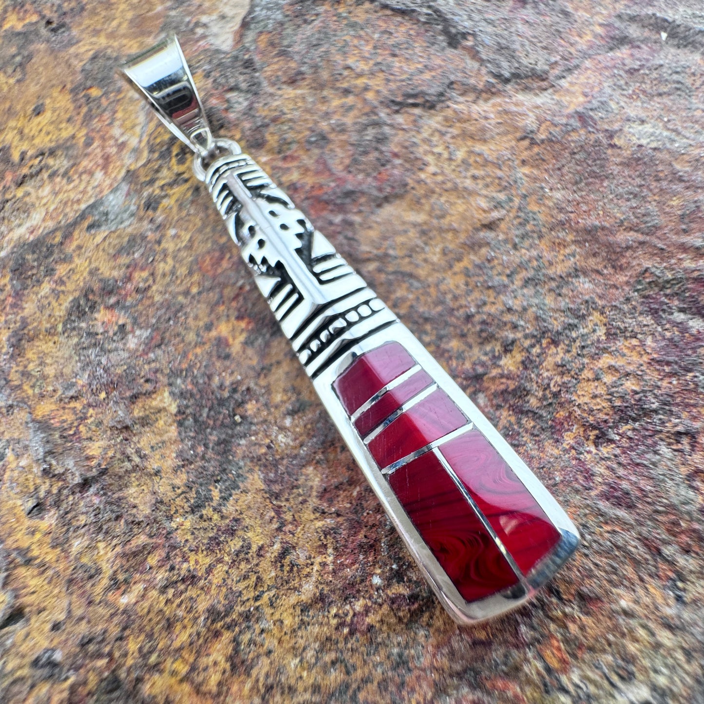 David Rosales Rosarita Inlaid Sterling Silver Pendant