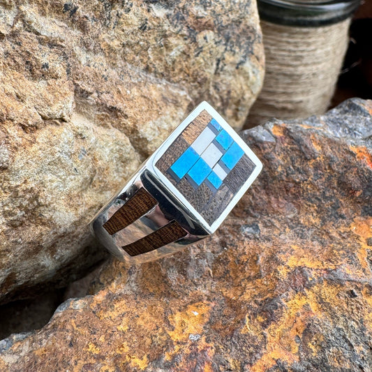 David Rosales Iron Spirit Inlaid Sterling Silver Ring