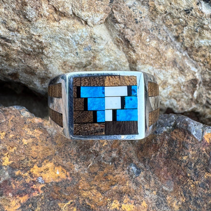 David Rosales Iron Spirit Inlaid Sterling Silver Ring