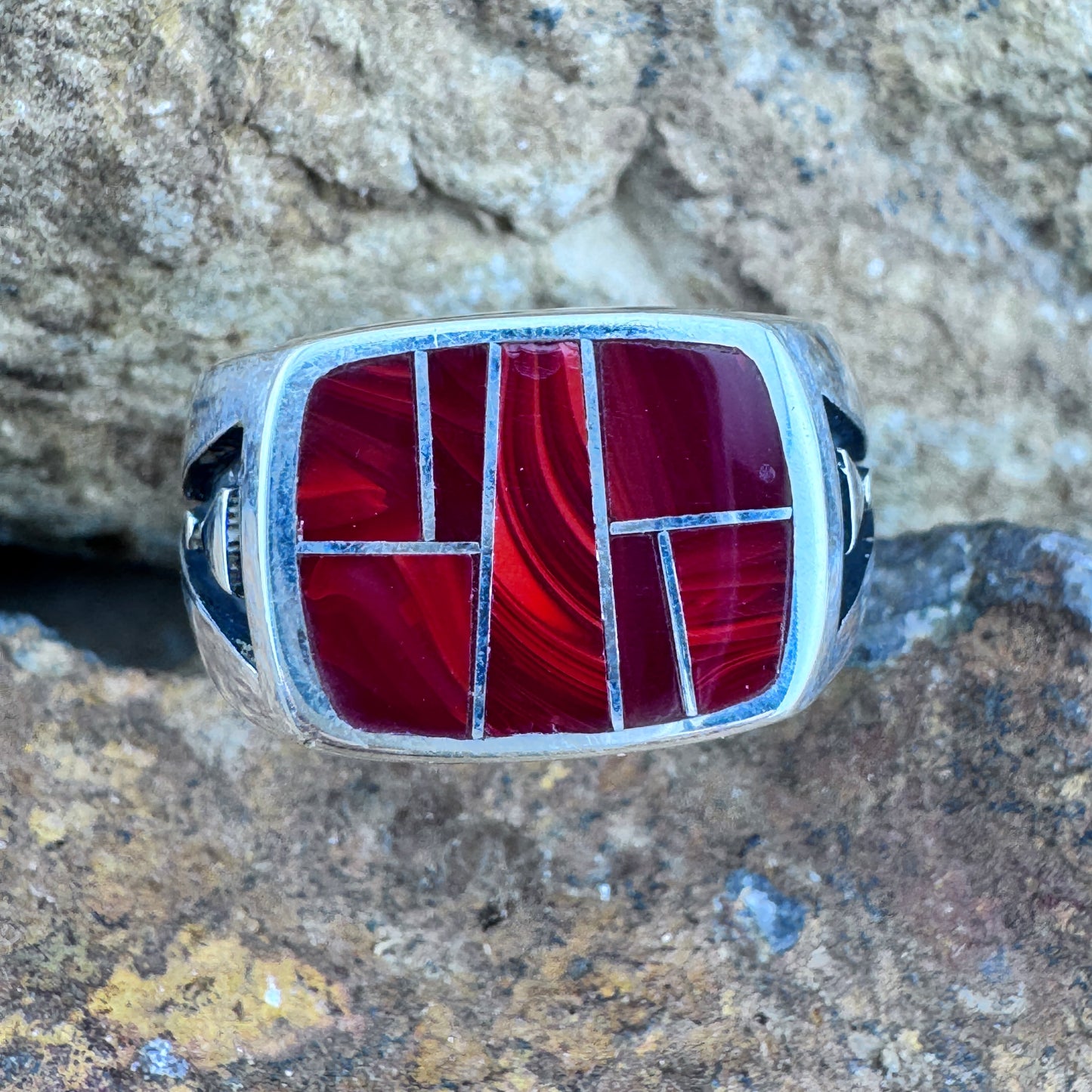 David Rosales Rosarita Inlaid Sterling Silver Ring