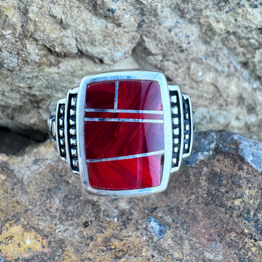David Rosales Rosarita Inlaid Sterling Silver Ring