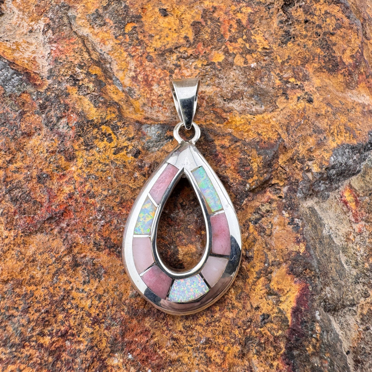 David Rosales Make Me Blush Inlaid Sterling Silver Pendant
