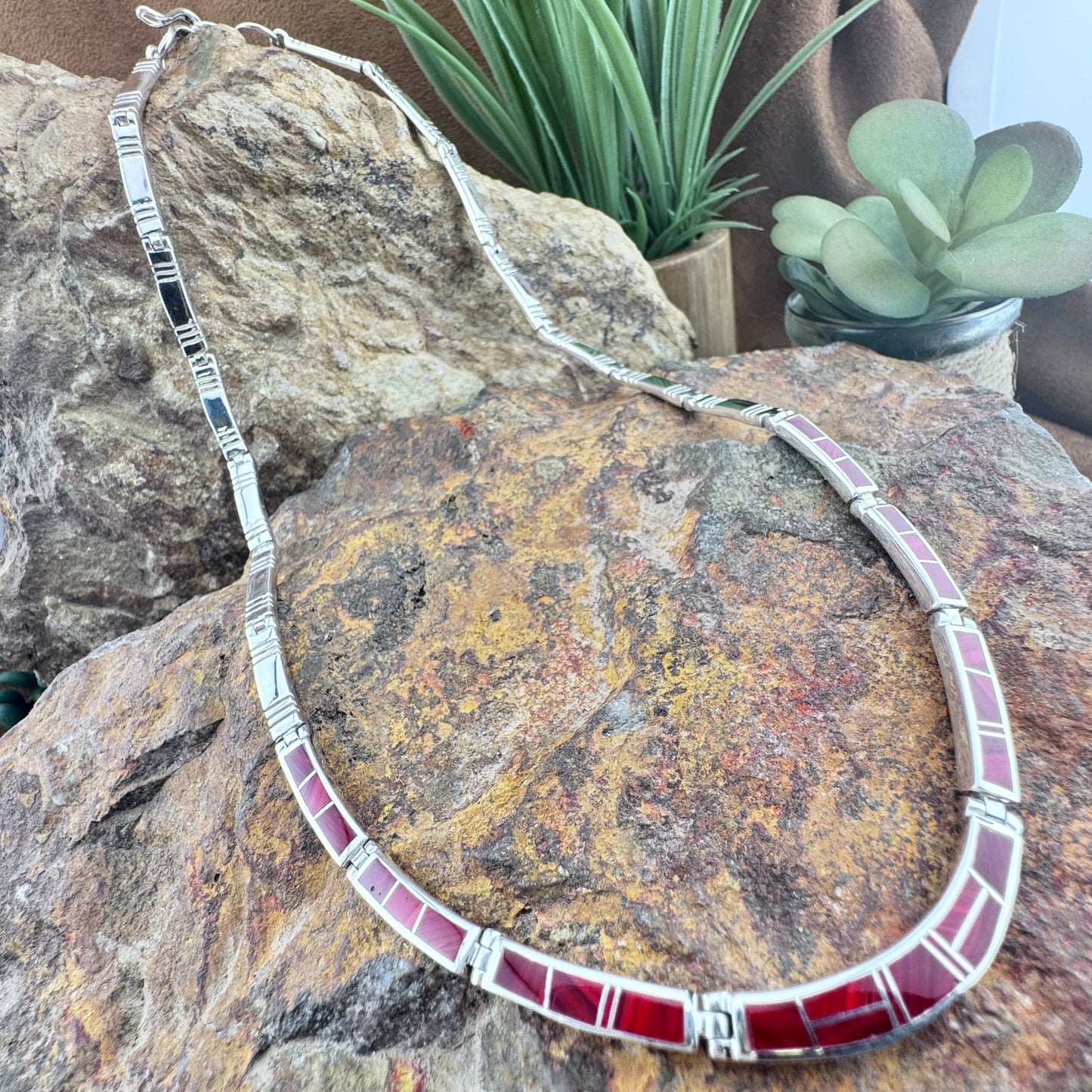 David Rosales Rosarita Inlay Sterling Silver Necklace