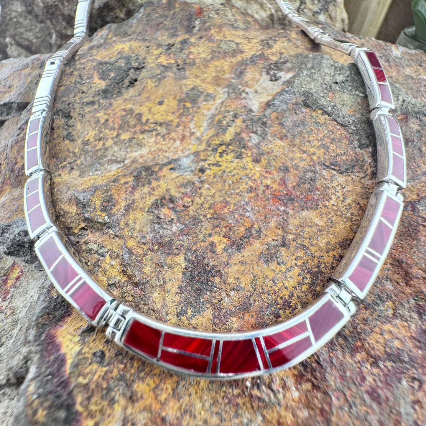 David Rosales Rosarita Inlay Sterling Silver Necklace