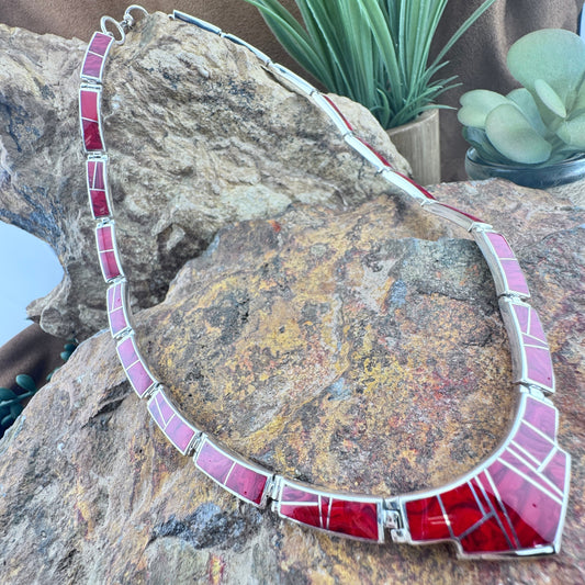 David Rosales Rosarita Inlaid Sterling Silver Necklace