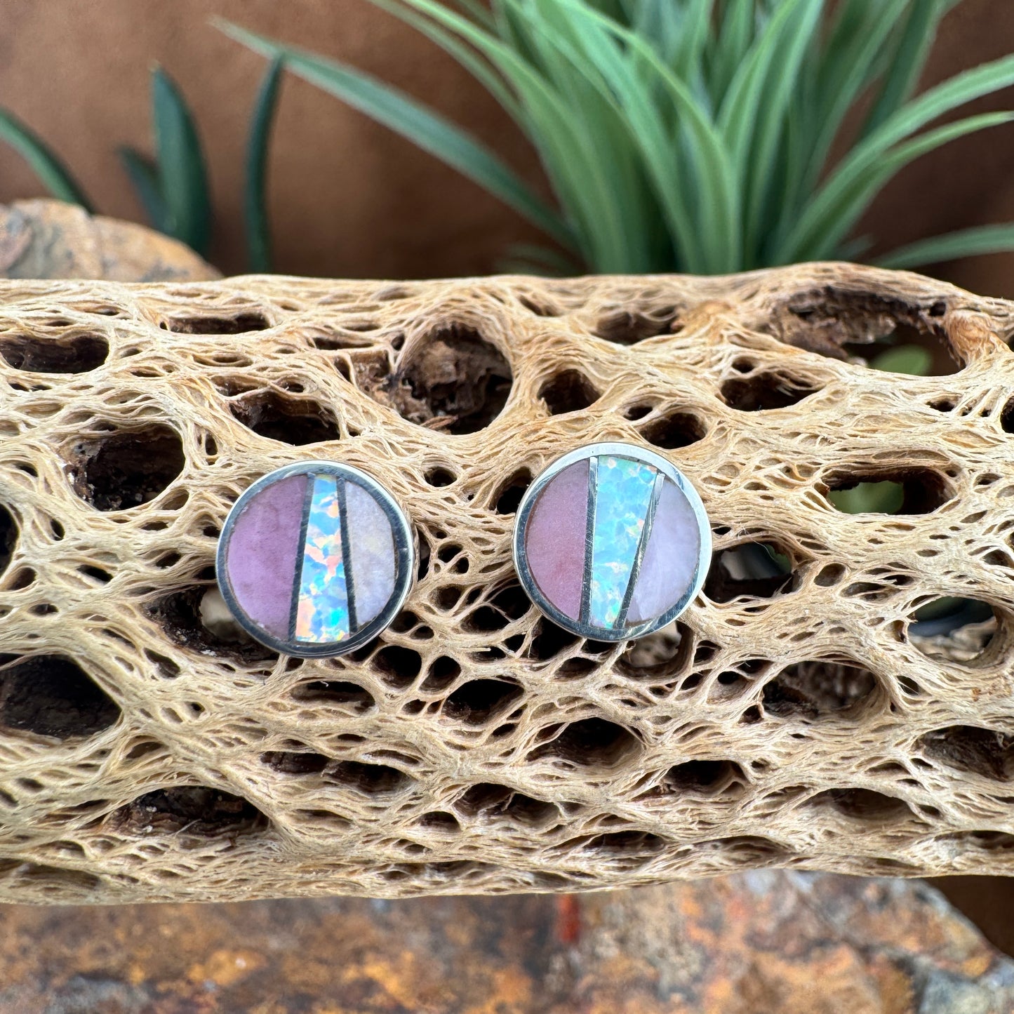 David Rosales Make Me Blush Inlaid Sterling Silver Earrings