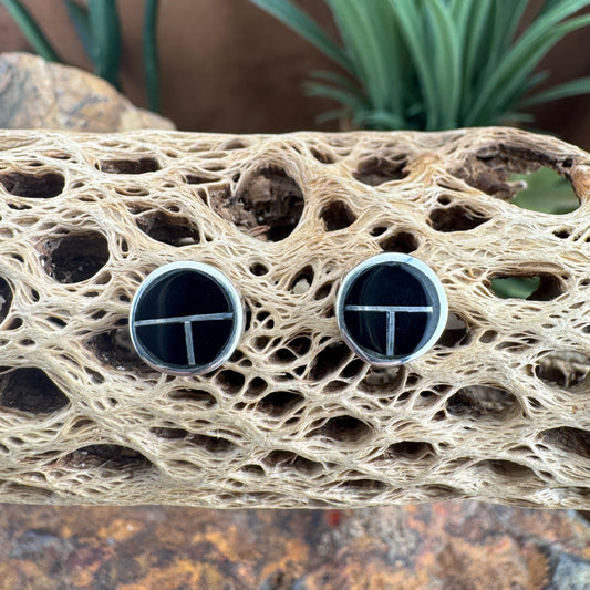David Rosales Black Onyx Inlaid Sterling Silver Earrings