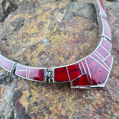 David Rosales Rosarita Inlaid Sterling Silver Necklace